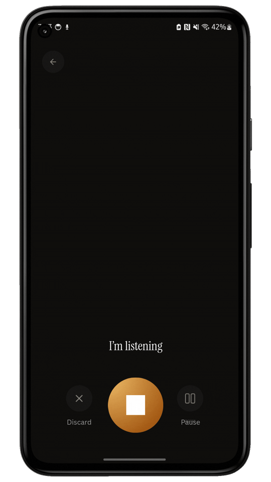 Voice arriving on the Thinknotes recording screen